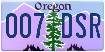 OR license plate 007DSR