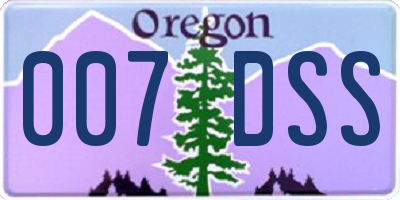 OR license plate 007DSS