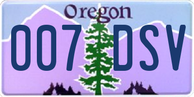 OR license plate 007DSV