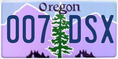 OR license plate 007DSX