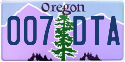 OR license plate 007DTA