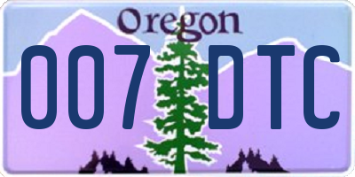 OR license plate 007DTC