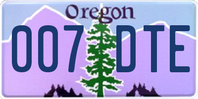 OR license plate 007DTE