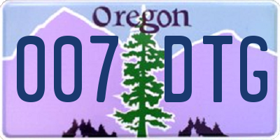 OR license plate 007DTG