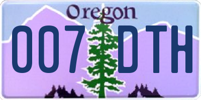 OR license plate 007DTH