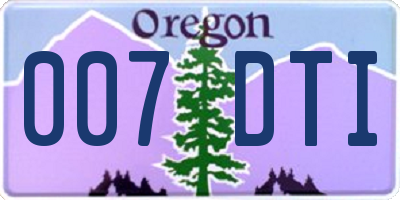 OR license plate 007DTI