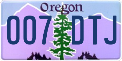 OR license plate 007DTJ