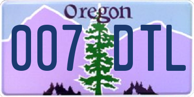 OR license plate 007DTL