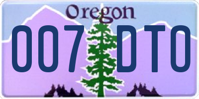 OR license plate 007DTO