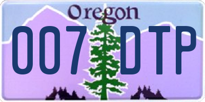 OR license plate 007DTP