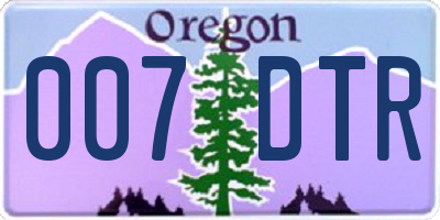 OR license plate 007DTR