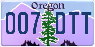 OR license plate 007DTT