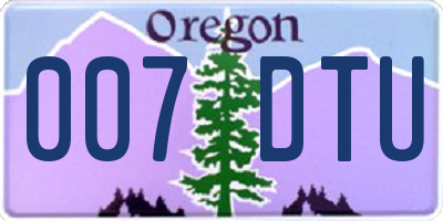 OR license plate 007DTU