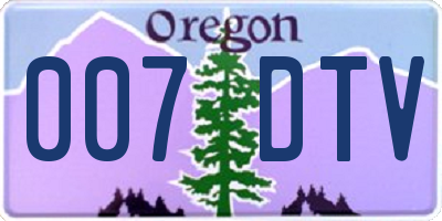 OR license plate 007DTV