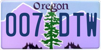 OR license plate 007DTW