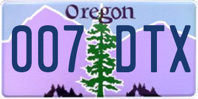 OR license plate 007DTX