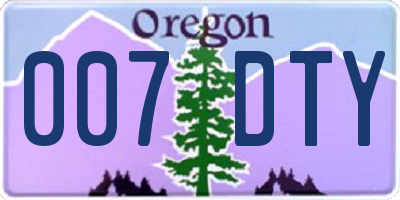 OR license plate 007DTY