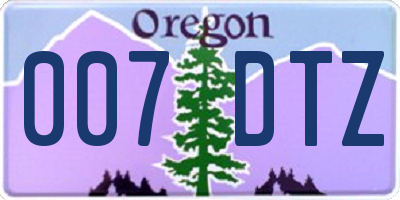 OR license plate 007DTZ