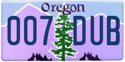 OR license plate 007DUB
