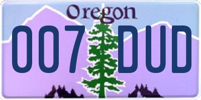 OR license plate 007DUD