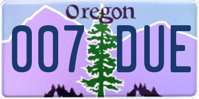 OR license plate 007DUE
