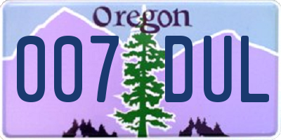 OR license plate 007DUL