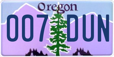 OR license plate 007DUN