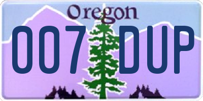 OR license plate 007DUP