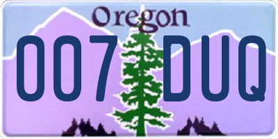 OR license plate 007DUQ