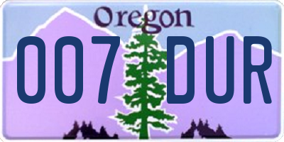 OR license plate 007DUR