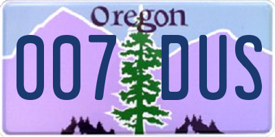 OR license plate 007DUS