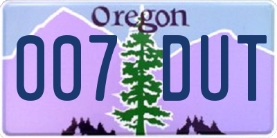 OR license plate 007DUT