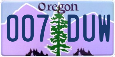OR license plate 007DUW