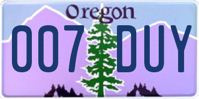 OR license plate 007DUY