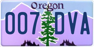OR license plate 007DVA