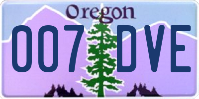 OR license plate 007DVE