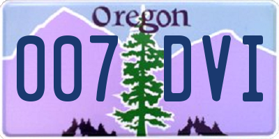 OR license plate 007DVI