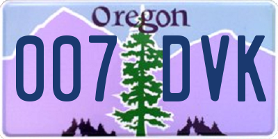 OR license plate 007DVK
