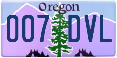 OR license plate 007DVL