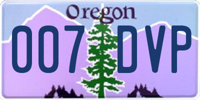 OR license plate 007DVP