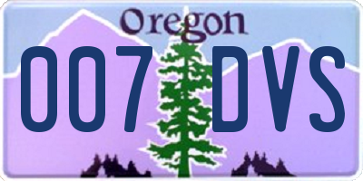 OR license plate 007DVS