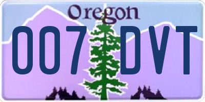 OR license plate 007DVT