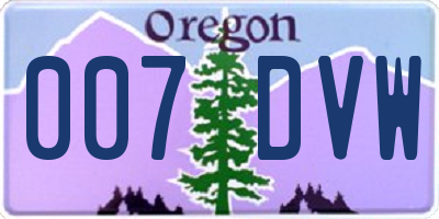 OR license plate 007DVW