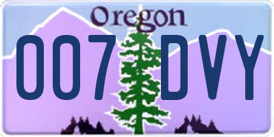 OR license plate 007DVY