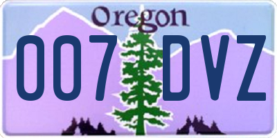 OR license plate 007DVZ