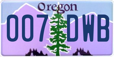 OR license plate 007DWB
