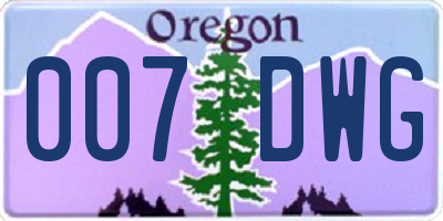 OR license plate 007DWG