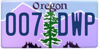 OR license plate 007DWP