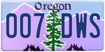 OR license plate 007DWS