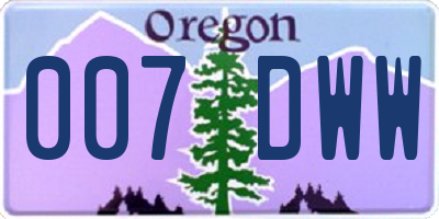 OR license plate 007DWW